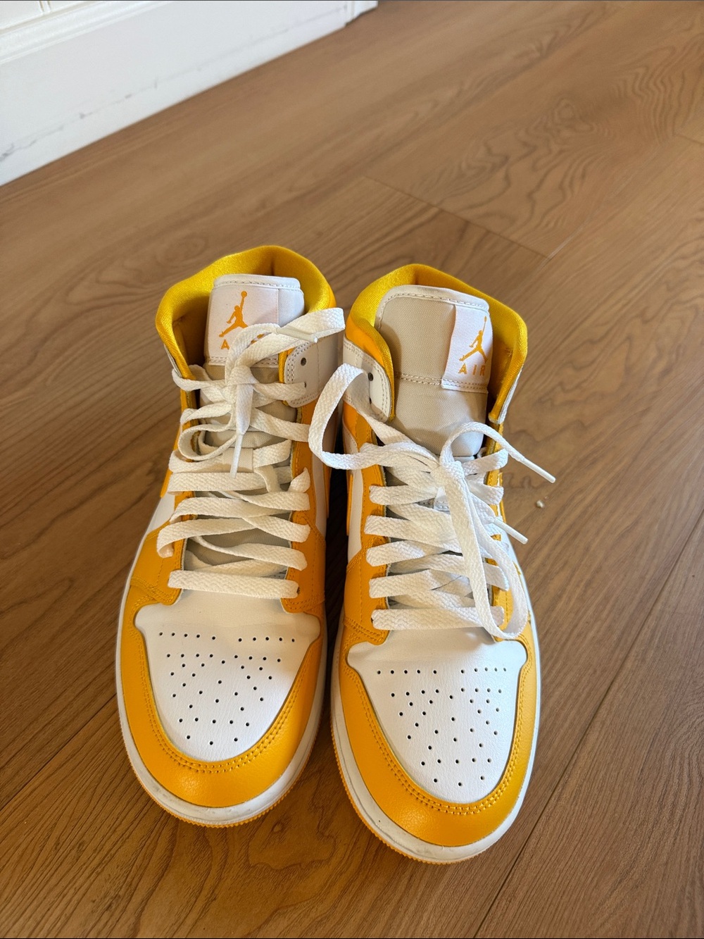 Nike Air Jordan 1s High Top Sneakers — White & Yellow